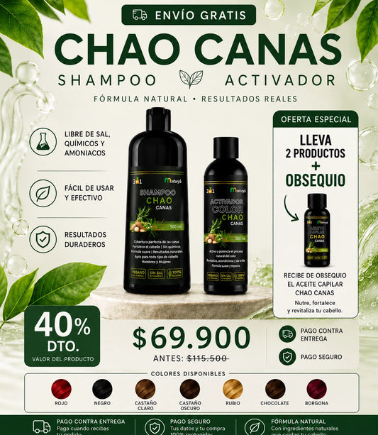 Shampoo Chao Canas +Tratmiento Gratis 2X1